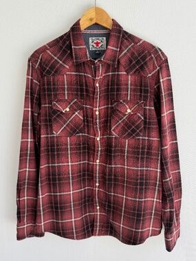 FLAG & ANTHEM Desert Son Men’s Large Brick Red Plaid Flannel Lined Shirt